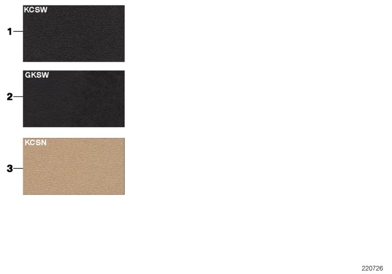 Sample page, cushion colours, leather