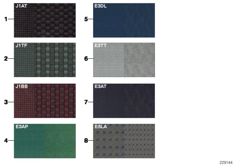 Sample page, cushion colours, fabric