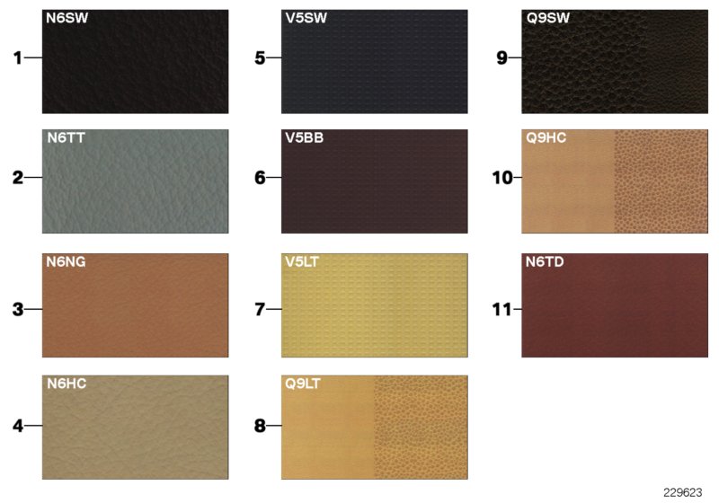 Sample page, cushion colours, leather