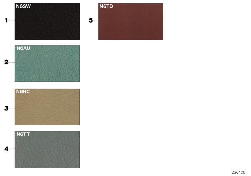 Sample page, cushion colours, leather