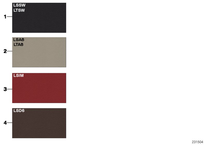 Sample page, cushion colours, leather