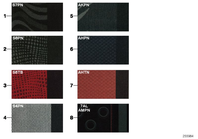 Sample page, cushion colours, fabric
