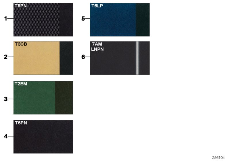 Sample page, cushion colours, leather