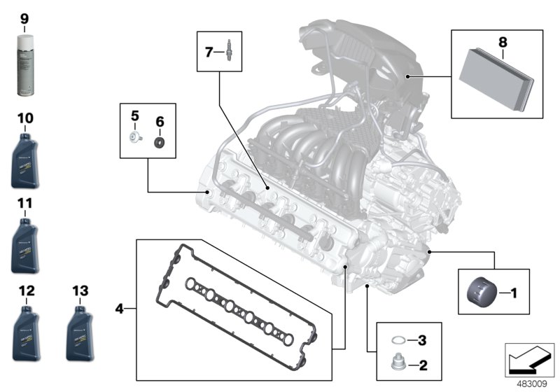 Service, engine oil / inspection