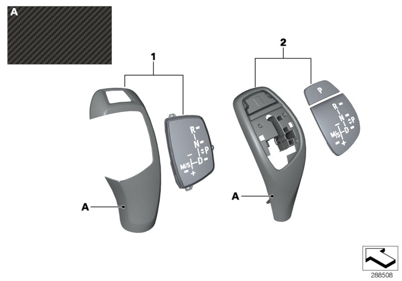 M Performance trim, gear selector knob
