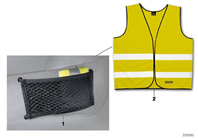 Storage net, footwell, front
