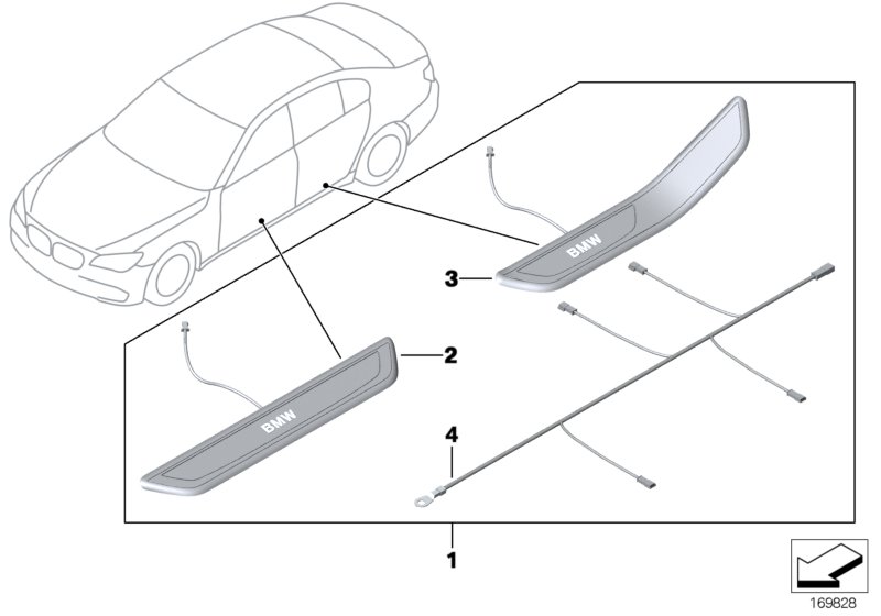Illuminated door sill strip retrofit kit