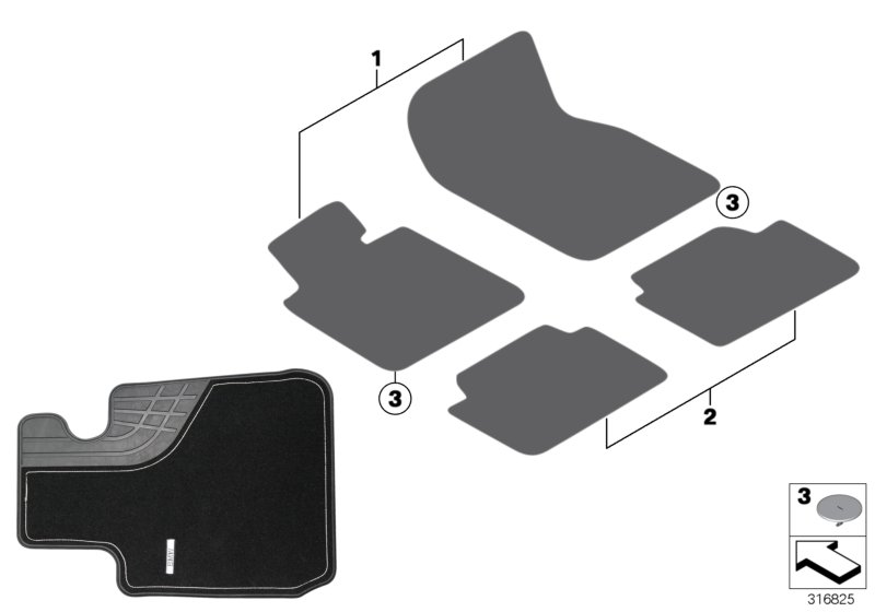 Floor mats, textile Luxury