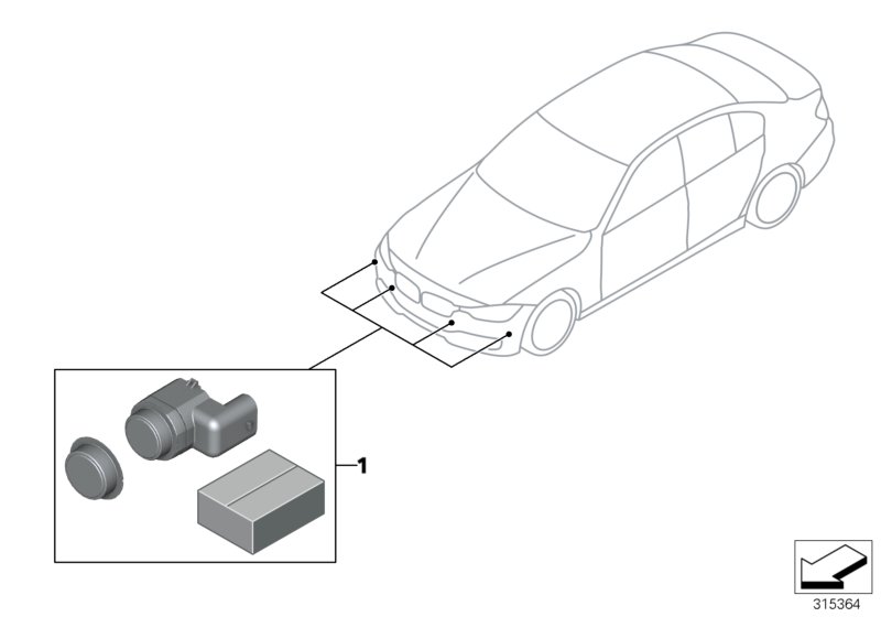 Install.kit, Park Distance Control,front