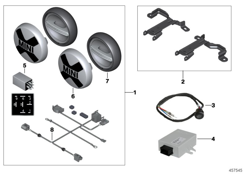 Installing set additional headlight