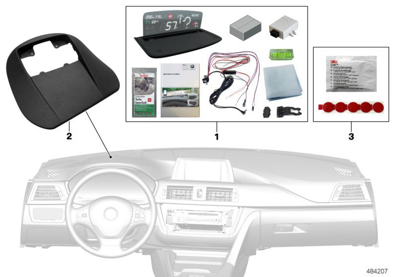 BMW head-up screen with app navigation