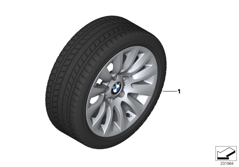 Winter whl.w.tyre multi-spoke 282 - 16"