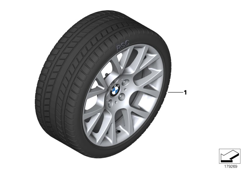Wint.wheel w.tyre double spoke 238 -19"