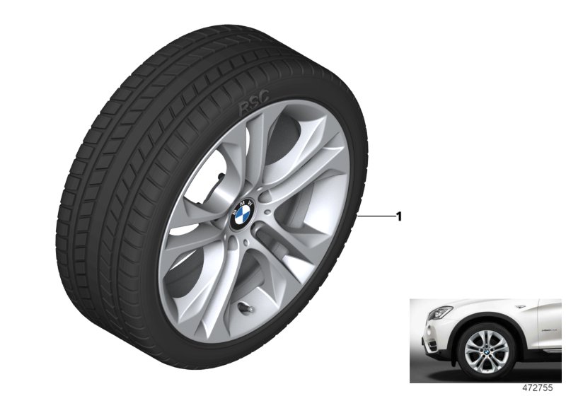 Wint.wheel w.tyre double spoke 605 -18"