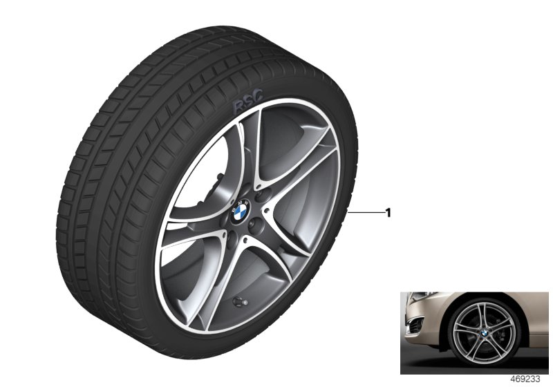Wint.wheel w.tyre double spoke 361 -18"