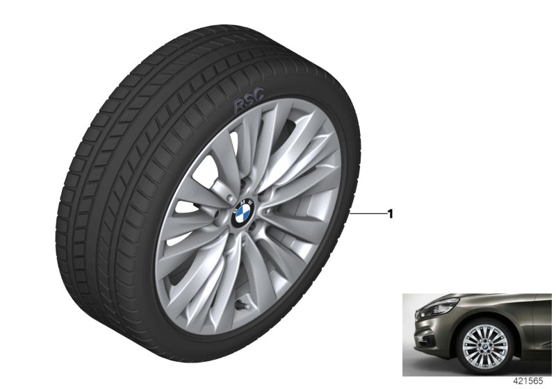 Winter whl.w.tyre multi-spoke 475 - 16"