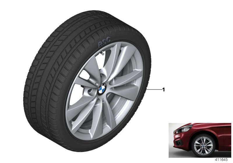 Wint.wheel w.tyre double spoke 476 -16"