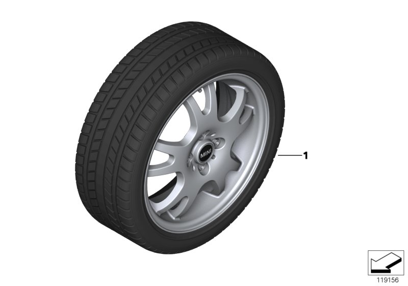 Winter wheel w.tyre dbl.spoke R87 - 16"
