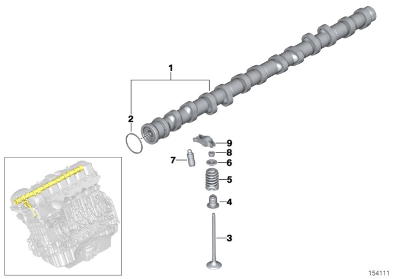 Valve timing gear, camshaft, inlet