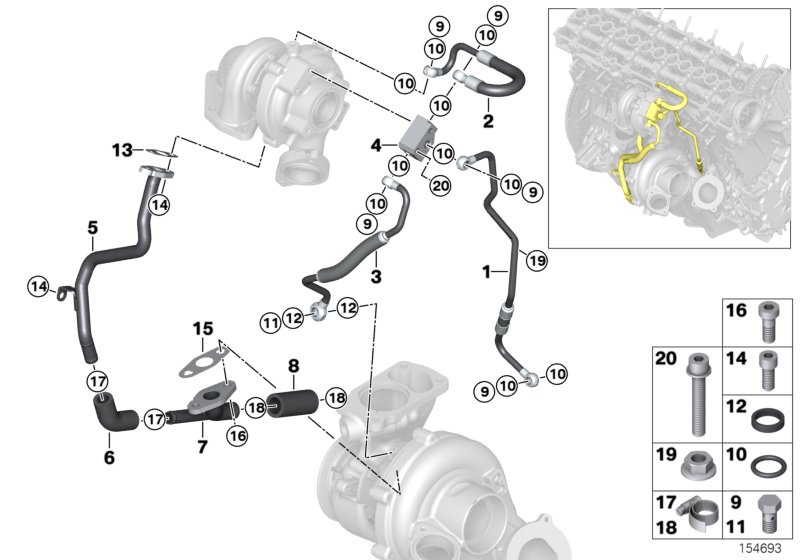 Exhaust turbocharger oil supply