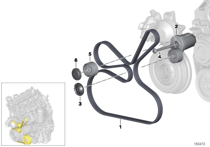 Belt drive for air cond & power steering