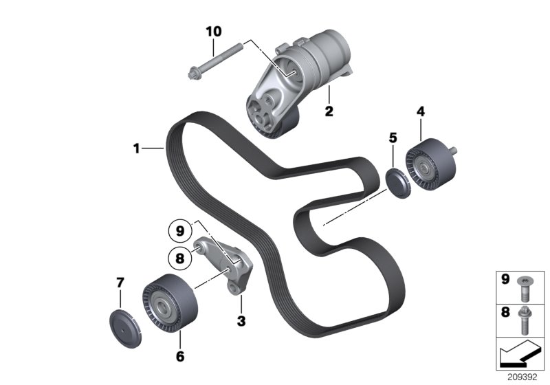 Belt drive-alternator/AC/power steering