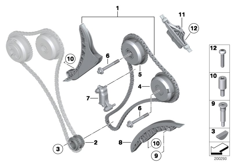 Timing chain, cylinders 7-12