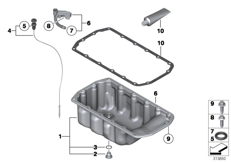 Oil pan/oil level indicator