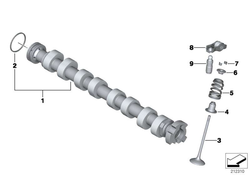 Valve timing gear, camshaft, inlet