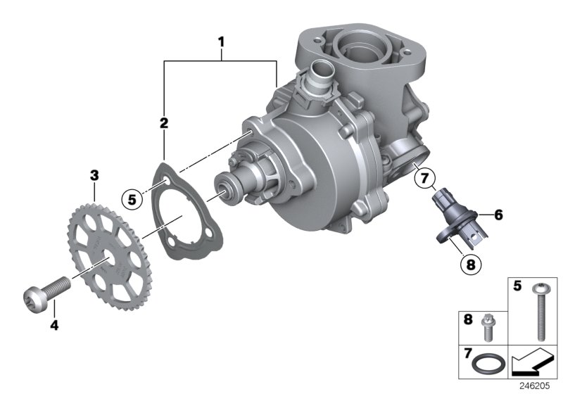 Vacuum pump with aux.consumer connect.