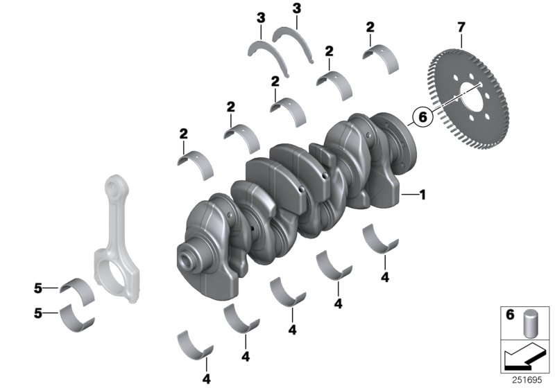 Crankshaft with bearing shells