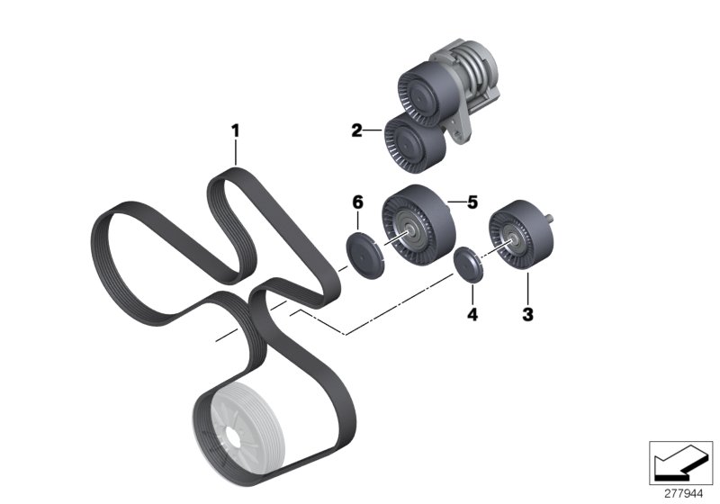 Belt drive-alternator/AC/power steering