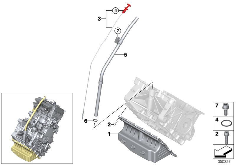 Oil pan/oil level indicator