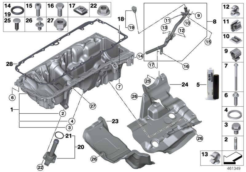 Oil pan/oil level indicator