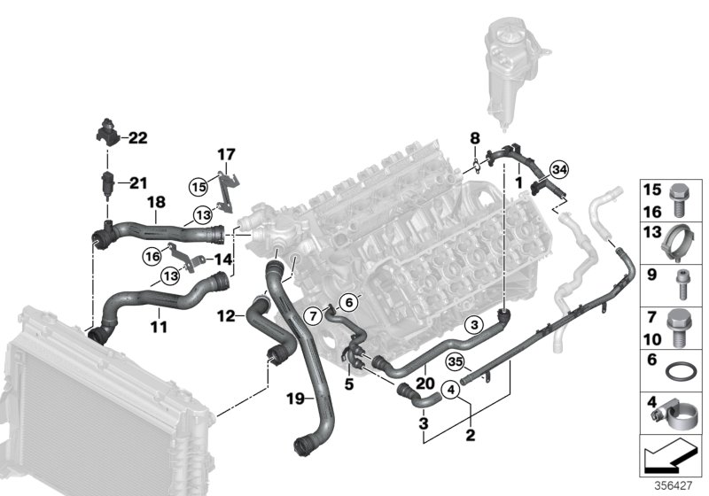 Cooling system coolant hoses