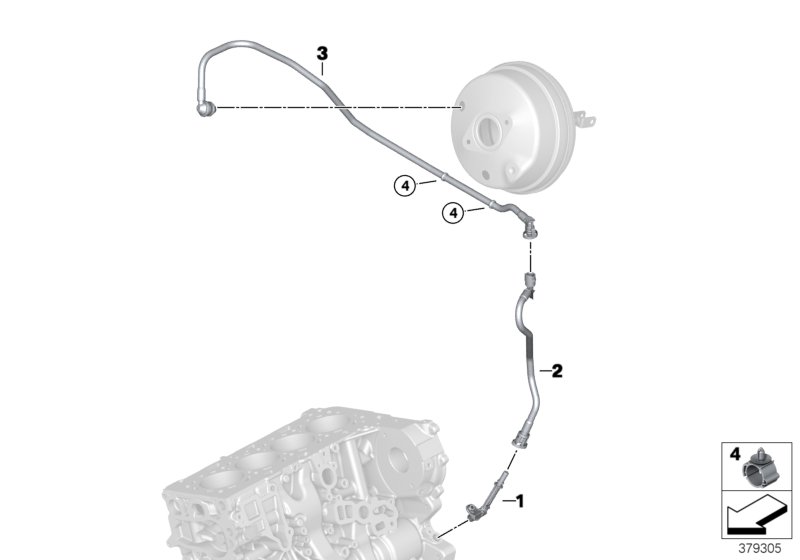 Vacuum line, brake servo