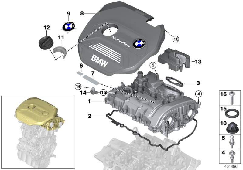 Cylinder head cover/Mounting parts