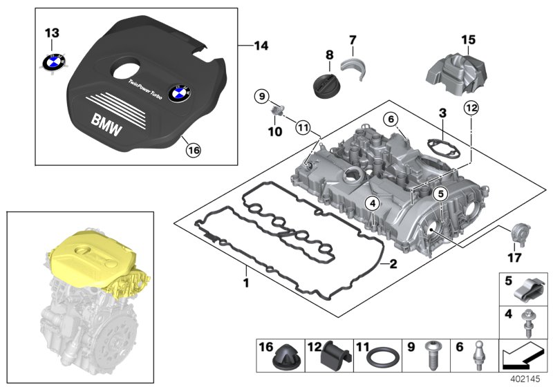 Cylinder head cover/Mounting parts