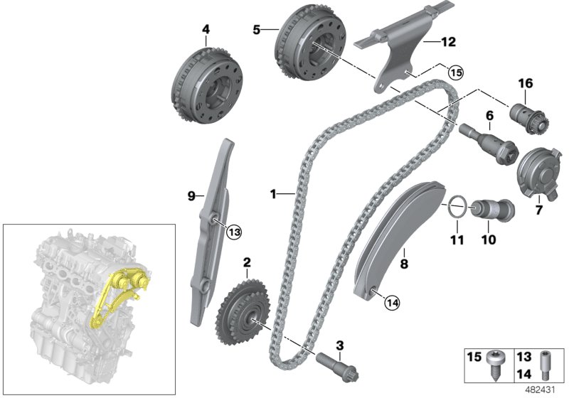 timing gear timing chain top