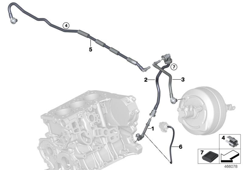 Vacuum line, brake servo