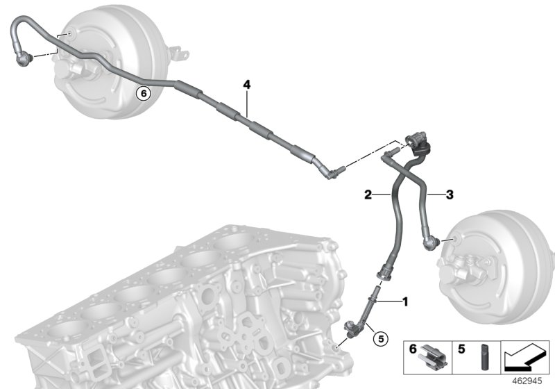 Vacuum line, brake servo