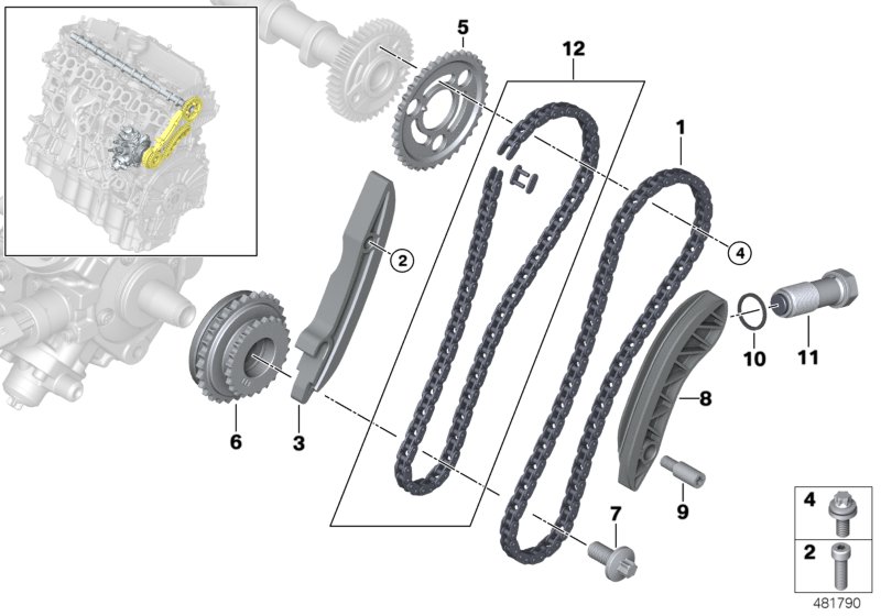 timing gear timing chain top
