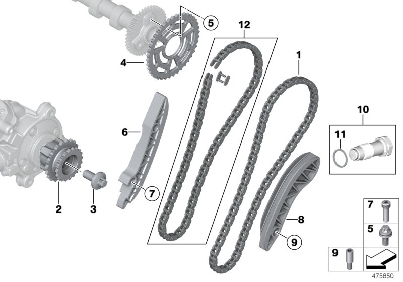 timing gear timing chain top