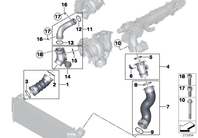 Intake manifold-supercharg.air duct/AGR