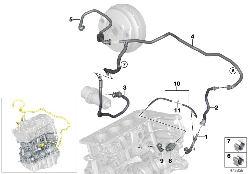 Vacuum line, brake servo