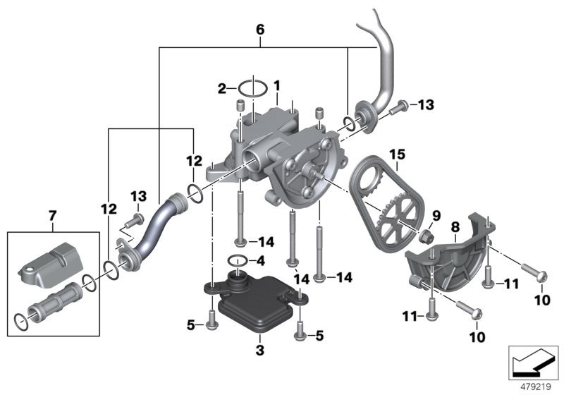 Oil pump with strainer and drive