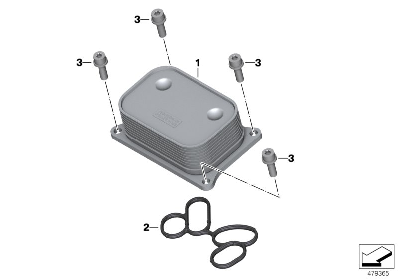 Oil cooler with inlet and outlet lines