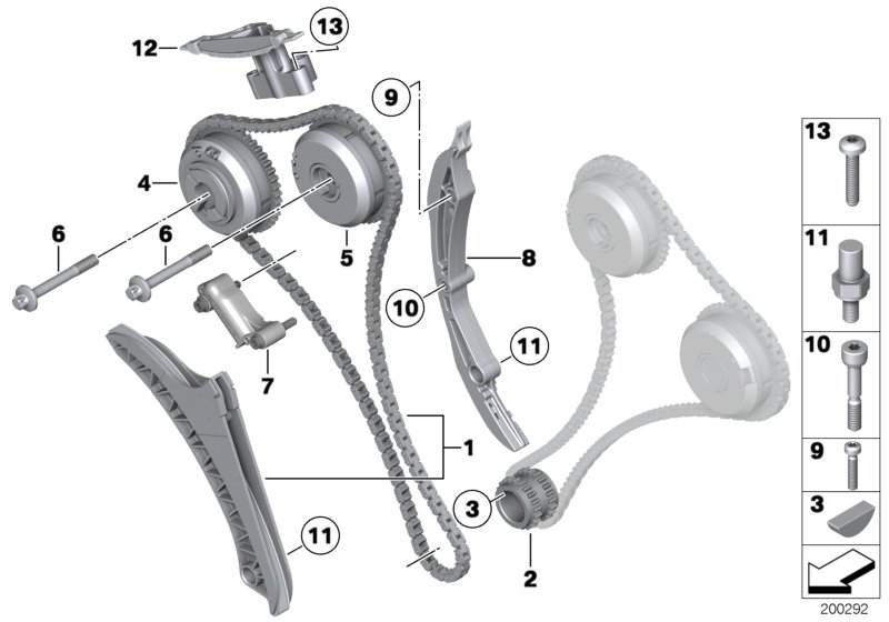 Timing chain, cylinders 1-6