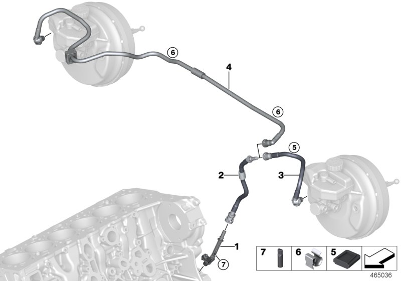 Vacuum line, brake servo
