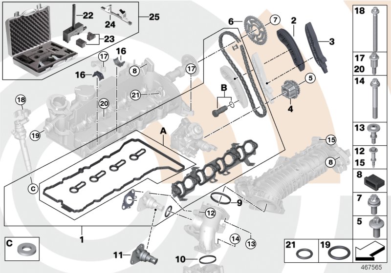 Repair kit, open timing chain, top